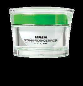 REFRESH VITAMIN-RICH MOISTURIZER AGE-DEFYING Normal to dry skin / prematurely ageing skin. Ultra-rich moisturizer, nourishes dry skin and helps reduce the signs of ageing. Apply over face and neck.