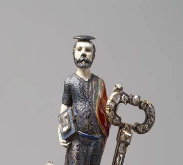 er. Two enameled statues that fit the same descrip on and are stylis cally comparable with the St. Peter finial in the Ecclesias cal Treasury were offered by Munich art dealers in 2006 (Fig. 6 and 7).