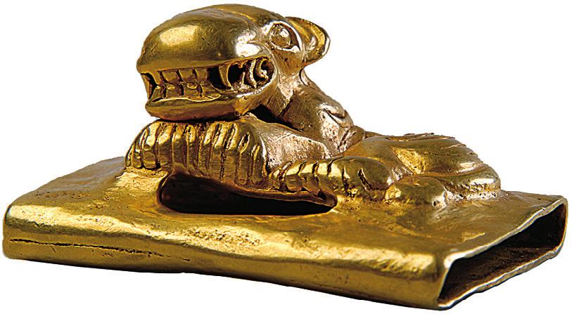 138 LEONID TEODOROVICH YABLONSKY [AJA 114 Fig. 14. Golden sword belt (in the form of a tiger) from Kurgan 4, Burial 2 (A. Mirzakhanov).