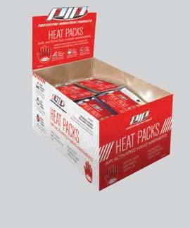 97 HEAT PACKS MINI HAND WARMERS Ideal size for our headwear and gloves Generates over 8 hours of warmth Heating can be suspended at any time by resealing the inserts in an