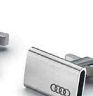 Cufflinks The ultimate jewellery for men: in a modern look made of brushed stainless steel with polished sides, onyx inlay and engraved Audi rings. 329.08.010.