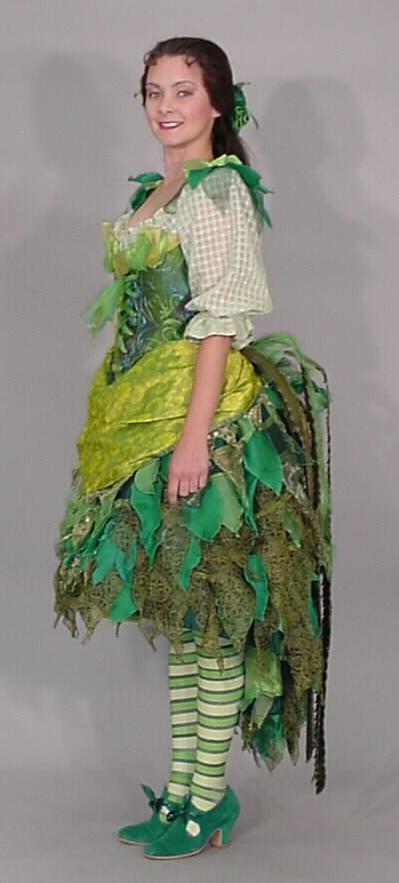 Papagena - Sarah Tannehill Papagena - Second Look Green Corset Dress with Feather Skirt, Attached Light Green