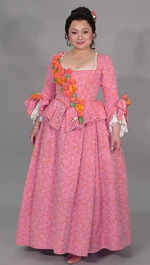 Pamina - Ying Huang Pamina - First Look Pink Taffeta Pettycoat Pink Dress with Peplum, Lace Ruffle Sleeves and Ribbon,