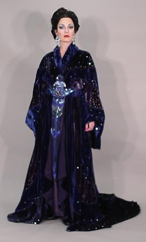 Queen of the Night - Heather Buck Queen of the Night - First Look Velveteen Blue/Navy Robe with High Neck and Crystals Navy Underdress (avail in