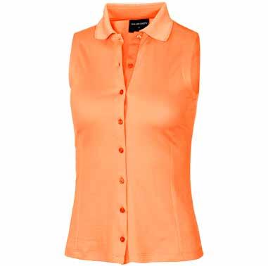 MADILYN Elegantly styled short sleeve shirt in cotton/polyester fabric with contrasting colours on the placket and collar edge. UV protection to a factor of 20+. Quality: 57% cotton/43% polyester.