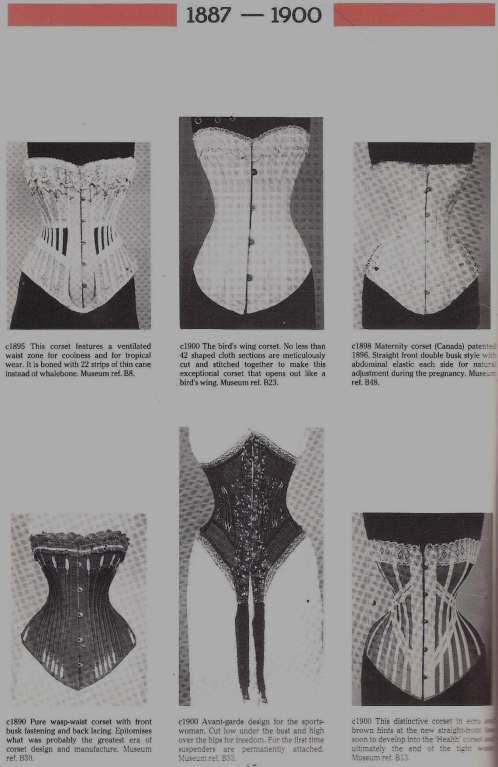 Above, corsets from the