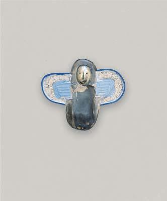 and acrylic paint 60 x 25 mm 258 Brooch, 2014 Angelic Condition collection