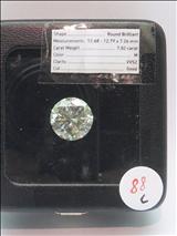 Lot: 088 KH0615/95 AN UNSET ROUND BRILLIANT DIAMOND weighing 7.02cts, of M colour, VVS2 clarity, good cut grade and very good symmetry and polish, none fluorescence.