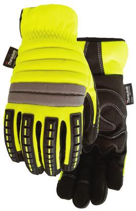 form-fitting spandex back, slip-on style neoprene cuff 9 Thinsulate C lining Full-grain goatskin leather palm, hooded fingertips and