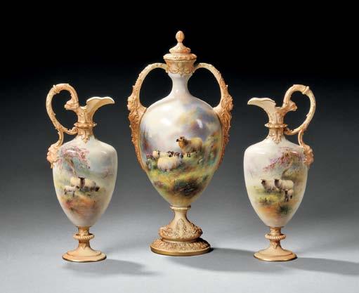 505 505 506 506 Royal Worcester Porcelain Harry Davis Decorated Vase and Cover, England, c.
