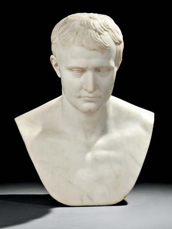 208 208 After Antoine-Denis Chaudet (French, 1763-1810) White Marble Bust of Napoleon, in the neoclassical style, the subject carved as a