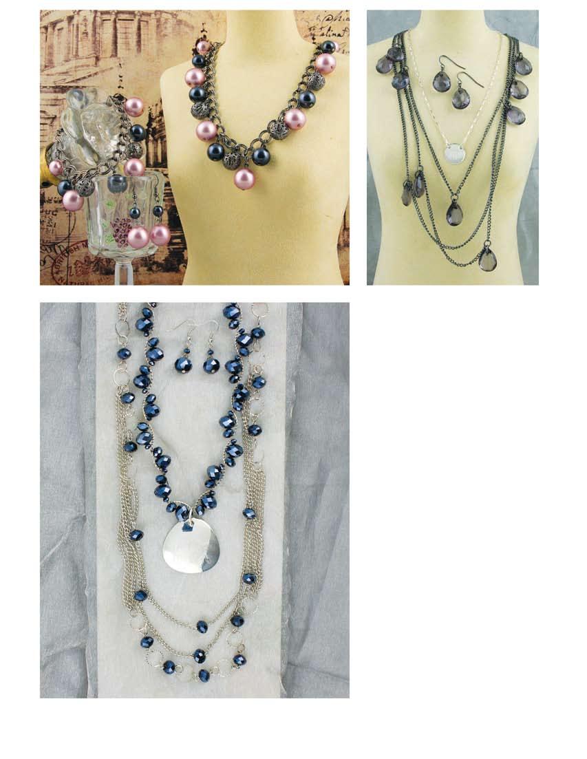b. c. a. 30 d. e. Elegant, vintage glamour... our new obsession! a. Rose and midnight glass pearls with filigree beads necklace JN0467 $54 16-18 Earrings JE0230 $16 hang 2 ½ Bracelet JB0387 $34 7 with 2 extender Purchase the Set and Save!
