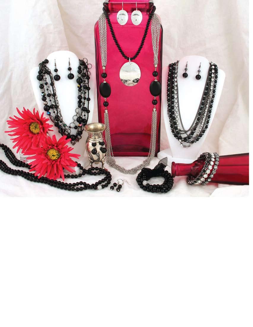 c. d. b. e. f. h. a. g. 34 a. 60 black glass pearl with rhinestone accent necklace and earring set JN0258-0100 $28 Also available in -0200 crème, -0300 rose, -0400 white. Earrings hang 1 1/2 b.