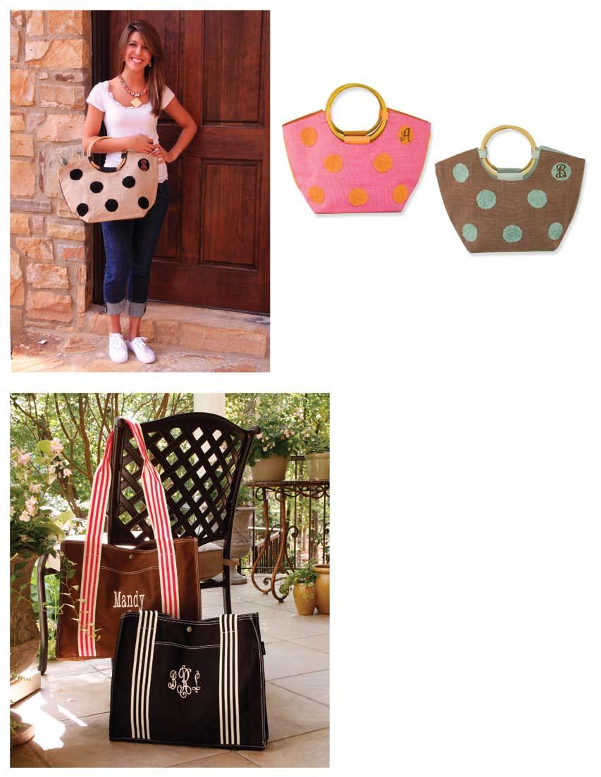 Polka Dot Jute Totes, $28 With a magnetic closure and inside pocket. This very roomy tote/handbag is full of personality, and perfect for every day!