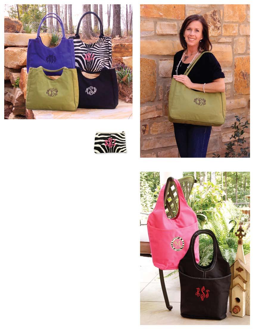 Around Town Handbag, $49 These great canvas handbags are roomy, and show off a monogram beautifully! 15.5 w x 13 h x 4.5 d EH0067 (specify color) -0100 Zebra -0200 Black -0300 Sage -0400 Purple Love!