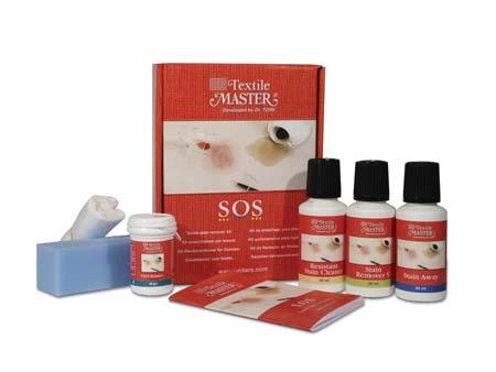 STAIN REMOVER PRODUCTS SOS TEXTILE STAIN REMOVER KIT This kit contains 4 products for removing any stains from any fabric, including car and boat seats, sofas, rugs, carpets, mattresses, drapery and