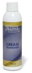Textile Grease Remover - 300 ml Textile Grease Remover is a solvent based spray for removing stains like oils, hair grase and perspiration, as well as grease that has already penetrated into the