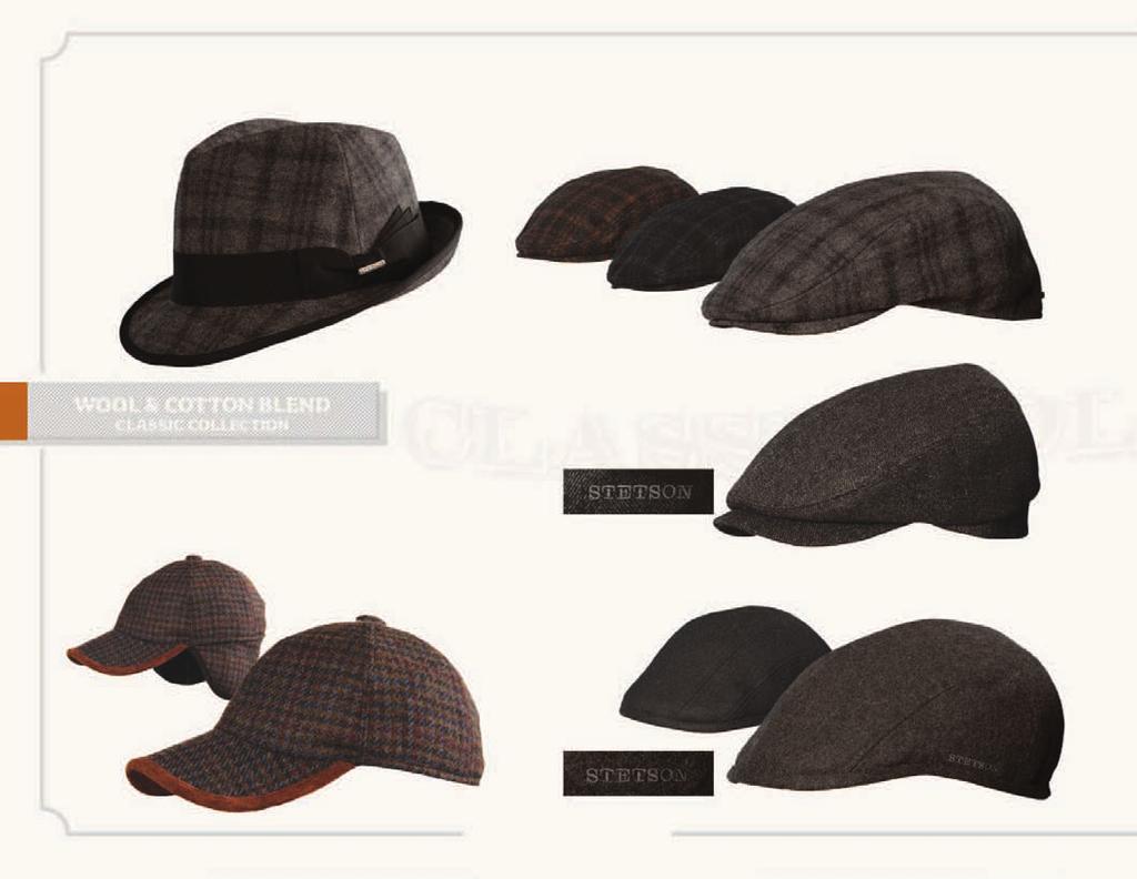 STw14-grey Wool Blend Fedora with Satin Lining 2 Brim STw13 Wool Blend Ivy with Satin Lining,, WOOL & cotton BLEND Classic Collection