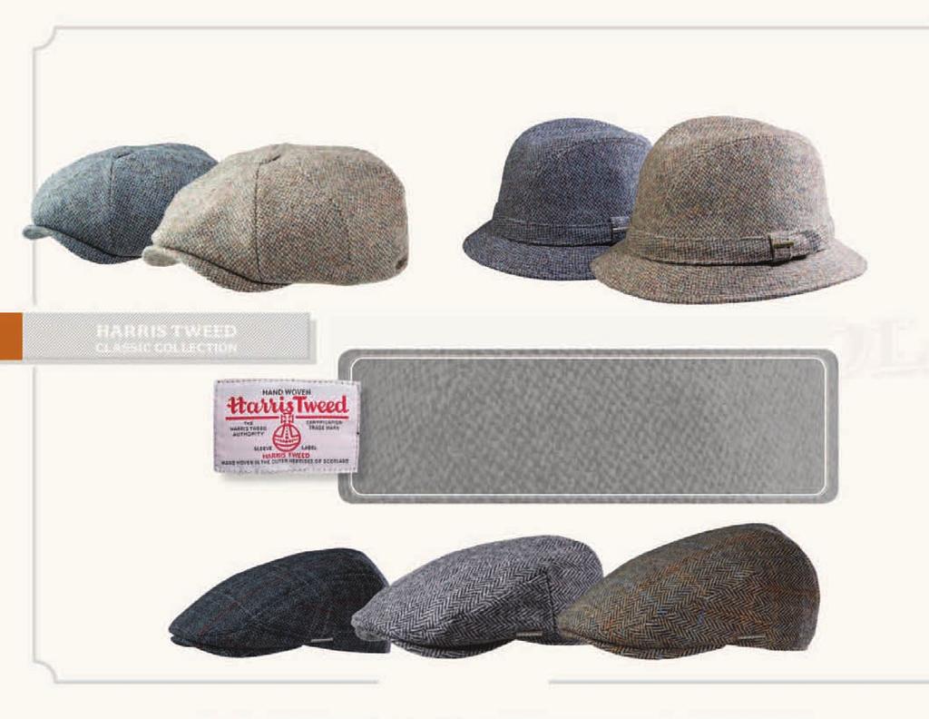 STW141 Harris Tweed 8/4 Cap with Satin Lining, STW143 Harris Tweed Walker with Satin Lining 1 3/4 Brim, HARRIS TWEED Classic Collection Harris Tweed is exclusively woven in the Outer Hebrides of
