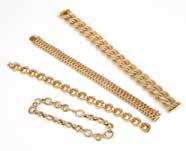 Your bid indicates 167 A group of gold jewelry 18K gold, including two fancy link necklaces, three bangles, two bracelets and one pair of earclips,