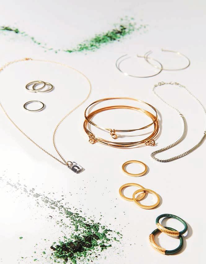 LITTLE WONDERS Treat yourself to some delicately simple styling gems, stacked for maximum effect a) By Boe Large Classic Hoop Earrings (JW819) $65-$69 Silver, Gold b) By Boe Hardware Bangle (JW034)