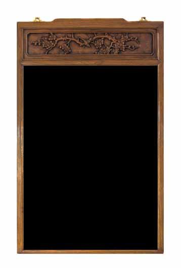 122* A Chinese Wood Cabinet, having double doors flanked by reverse opening single doors, each door panel having a figural reserve over a relief carved figural scene above a foliate decorated panel,