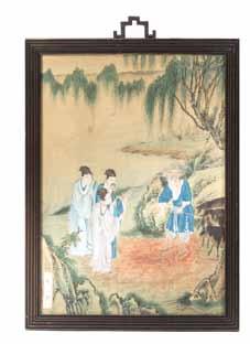 228* A Group of Four Chinese Paintings on Pith, comprising three