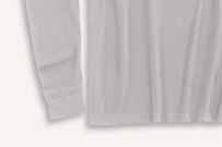 spandex-reinforced rib-knit fabric for comfort Strechable, spandexreinforced rib-knit crewneck Side-seamed construction minimizes twisting Square hem Intended as