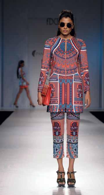 Functional yet stylish creations were ornamented with skeletal prints inspired from tribal art. Negligible accessories underlined the minimal theme of the collection.