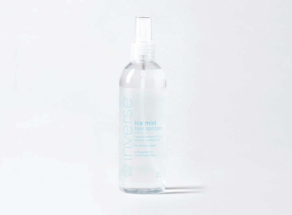 3 Spritz your hair with Inverse Ice Mist or wet in the shower.