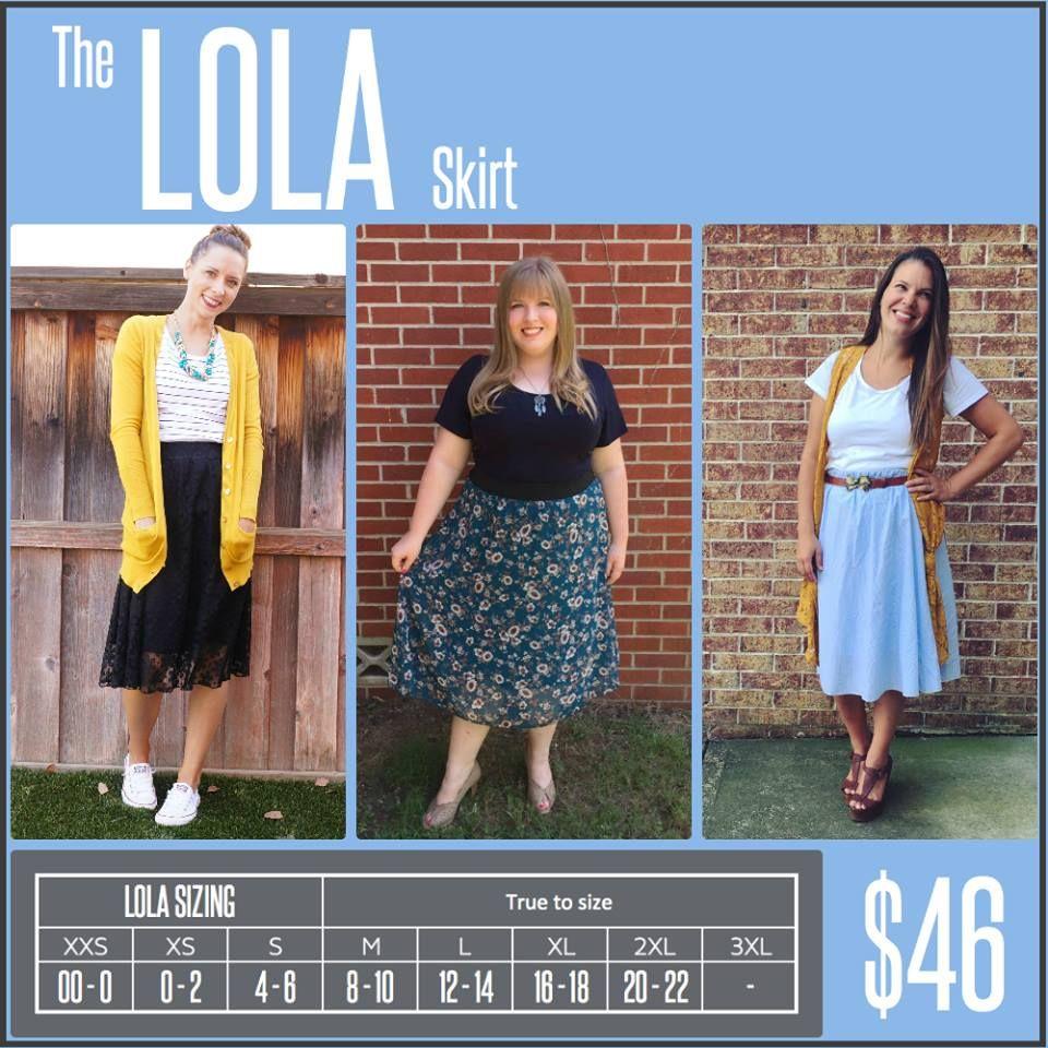 The Lola skirt, LuLaRoe s midi skirt, falls fashionably below the knee.