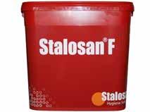 Stalosan F is effective against pathogens which cause diarrhoea, coccidiosis, joint and hoof infections, increased somatic cell count, mastitis, abscesses, respiratory disorders, skin lesions, etc.