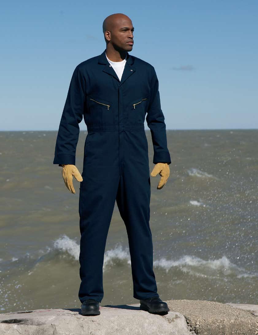 Black (BK) Gray (GY) Khaki (KH) A. Zip-Front Cotton Coverall For all your down and dirty work applications.