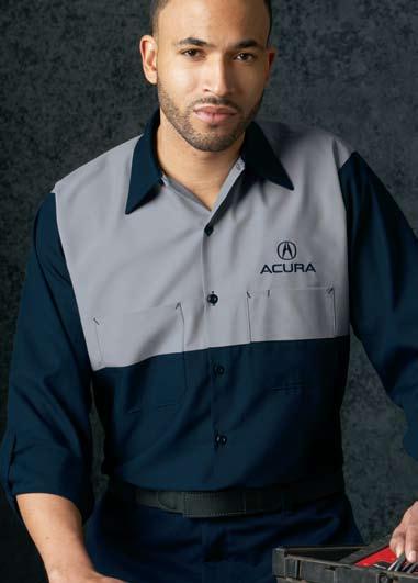 motorsports E. Honda Technician Shirt Two piece lined collar with stays Pre-embroidered logo 4.25 oz.