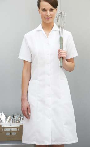 housekeeping E. Short Sleeve Dress A feminine look for the housekeeping staff with shapely princess seams. Performance blend poplin Two lower pockets 5 oz.