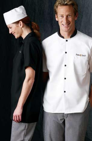 Long Cook Shirt Squared bottom can be worn in or out for comfort. Great soil-release finish.