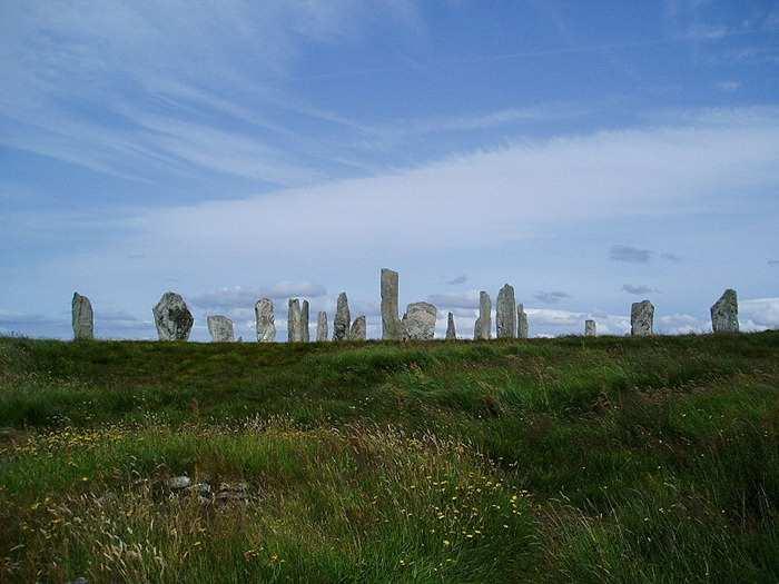 The CallanishStones are situated near the village of Callanishon the west coast of the isle of Lewis, in the Outer Hebrides, Scotland.