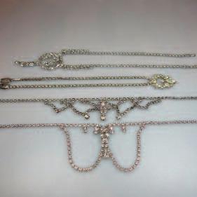 41 4 JAY-FLEX STERLING SILVER NECKLACES all set with clear rhinestones, one stone missing