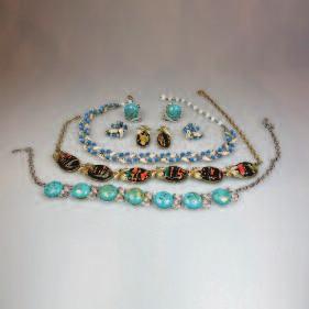 57 THREE CORO NECKLACE AND EARRING SETS length 15 38.1 cm.