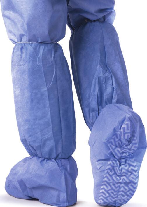 Non-Skid bottom 50/bx, 150/cs Non-Skid Multi-Layer/Poly Boot Covers Breathable, fluid-resistant material above the ankle. Impervious, coated polypropylene below the ankle for maximum fluid protection.