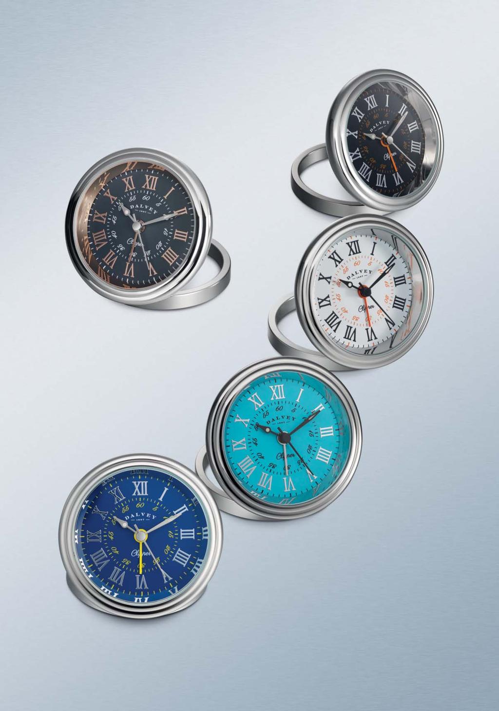 Grey/Rose Gold 03276 Black/Orange 03274 White/ Orange 03278 Turquoise 03277 Blue/Yellow 03275 CLIPPER CLOCK Elegant, compact and exuberant, the Clipper Clocks are as well suited