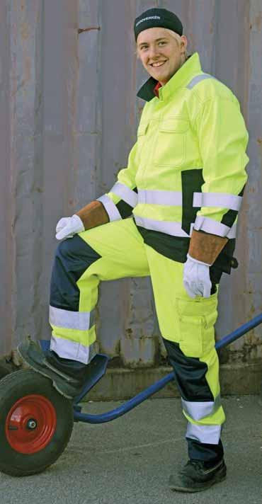 Flame resistant hi-vis Flame resitance with inherent fibre Jacket Flame resistant high-visibility jacket with pre-bent sleeves and adjustable waist for good comfort.