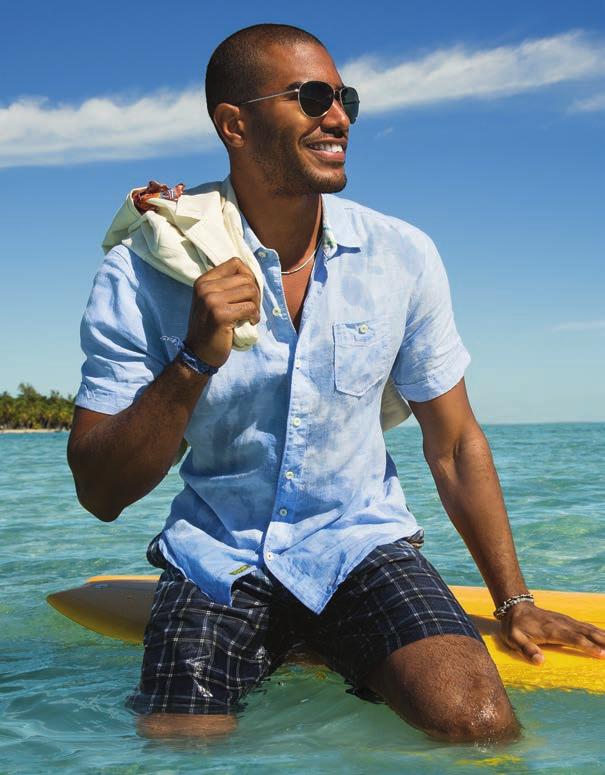 GO ALL IN! Tommy Bahama IMMERSE YOURSELF in head-to-toe blue. Go against the flow with mixed patterns and shades.