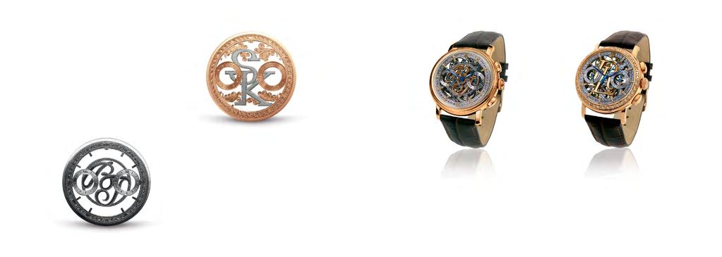Upon request, the Alexander Shorokhoff watch manufacture also builds individually skeletonized watches with your individual initials on the dial.