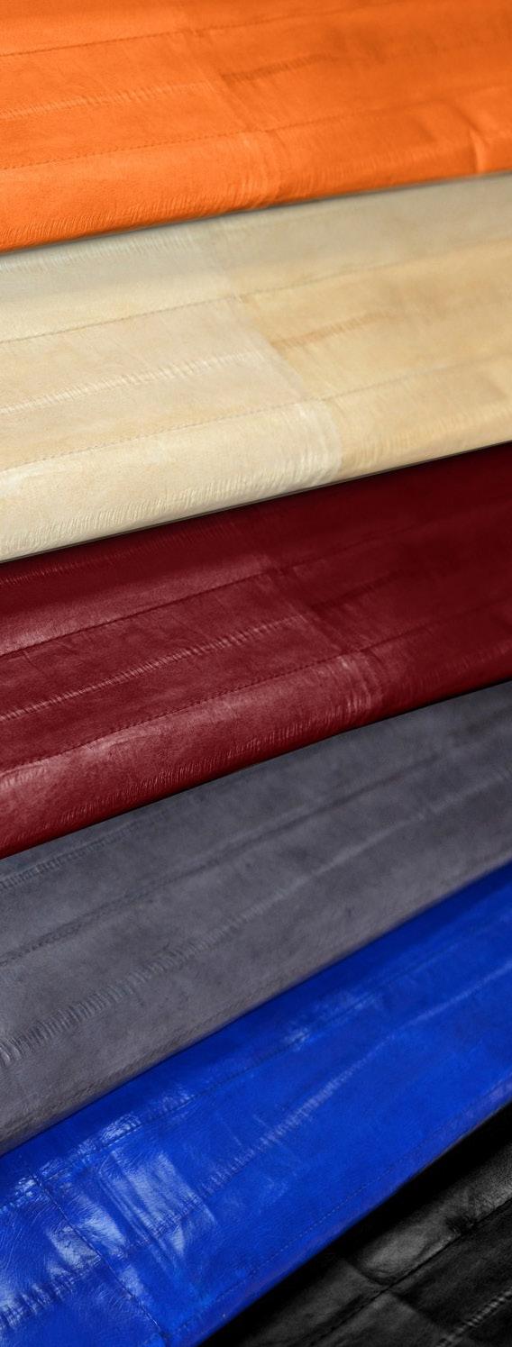 GENUINE EXOTIC, EEL The seductive quality of eel skin is due to its silky texture and subtle gradients in color.