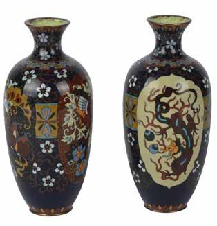 200 Lot 206 Pair of Cloisonné vases decorated with dragon motif