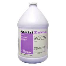DISINFECTANTS MetriZyme is a detergent cleaner comprising of protease dual-enzymes. The active ingredients offer the broadest cleaning action on a variety of protein soils.