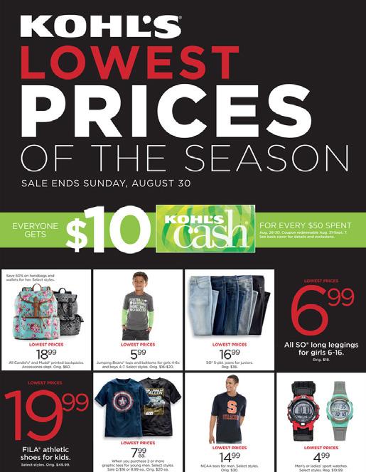 Discounts apply to backpacks, juniors apparel, activewear and shoes for the family.