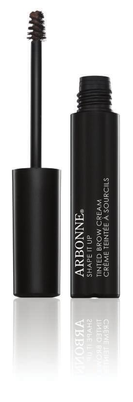 SHAPE IT UP TINTED BROW CREAM Lightweight, flexible cream brushes on easily to shape and define brows while conditioning and smoothing hair Holds brows in place throughout the day with a soft,