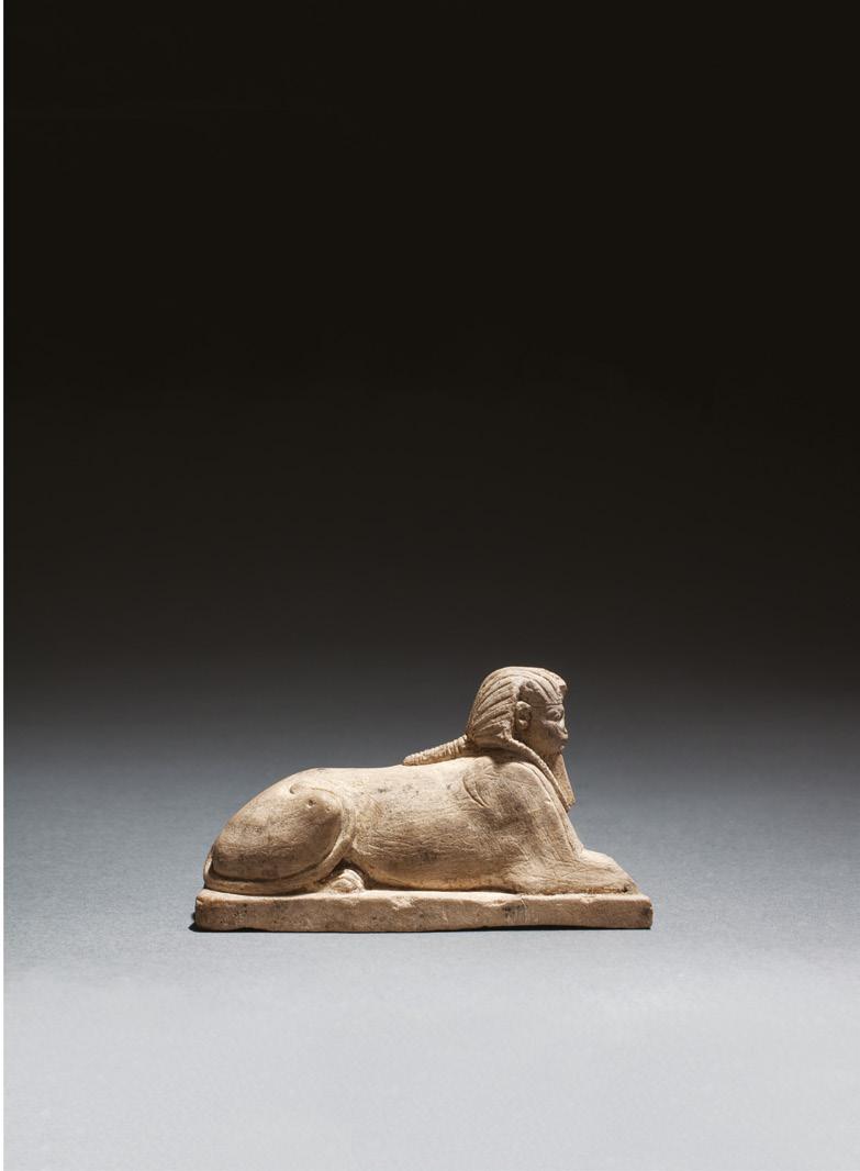 Egyptian sculptor s trial piece of a pharaoh as sphinx Late Dynastic Period, 26th-30th Dynasty, c.664-343 BC Limestone Length 7cm, height 4.